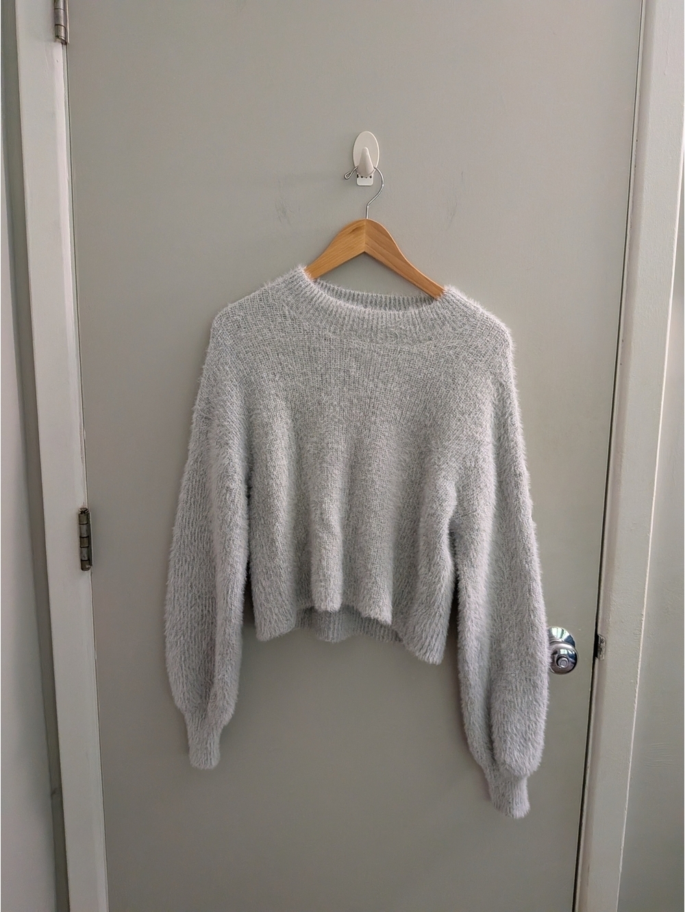 emory park Fuzzy Crewneck Sweater Cozy Chunky Girl Hood Core Winter Fall Soft